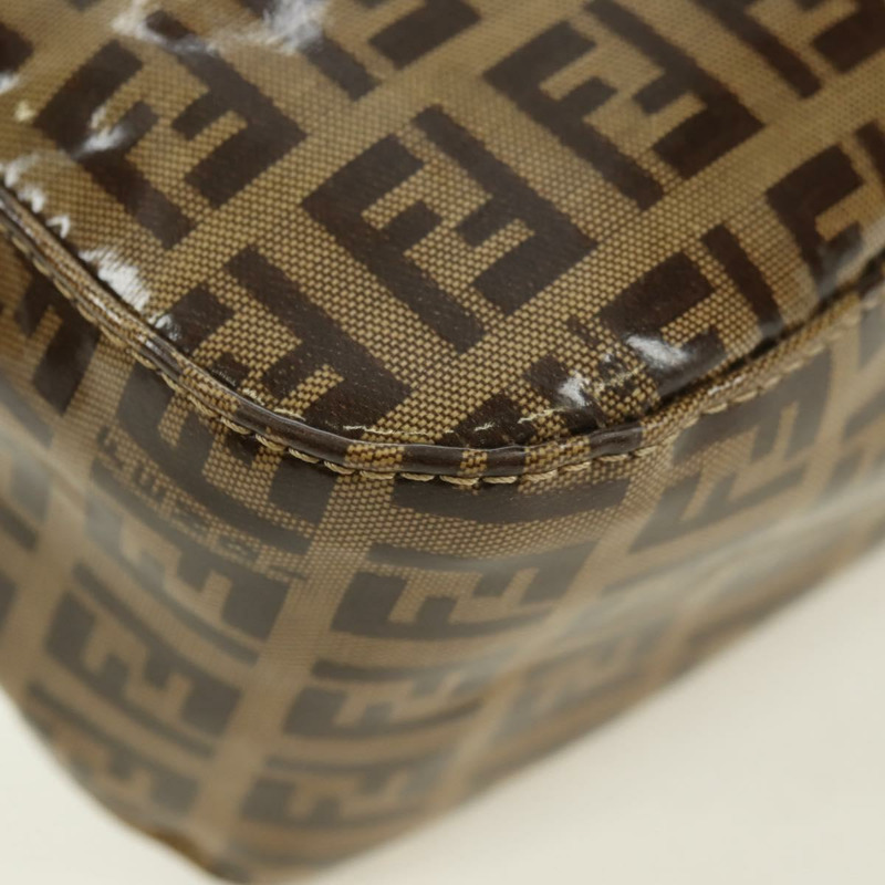 【日本直送】FENDI Zucchino 帆布 Mamma Baguette 包，塗佈帆布，米色金色，正品 175878SAM-14