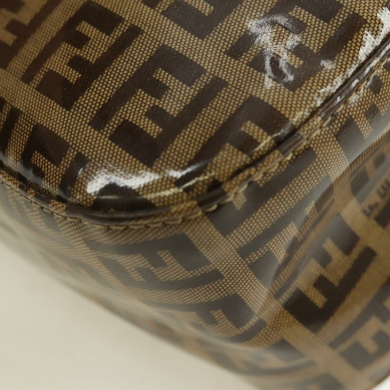 【日本直送】FENDI Zucchino 帆布 Mamma Baguette 包，塗佈帆布，米色金色，正品 175878SAM-15