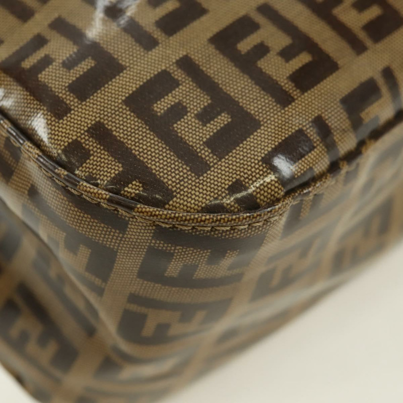 【日本直送】FENDI Zucchino 帆布 Mamma Baguette 包，塗佈帆布，米色金色，正品 175878SAM-16