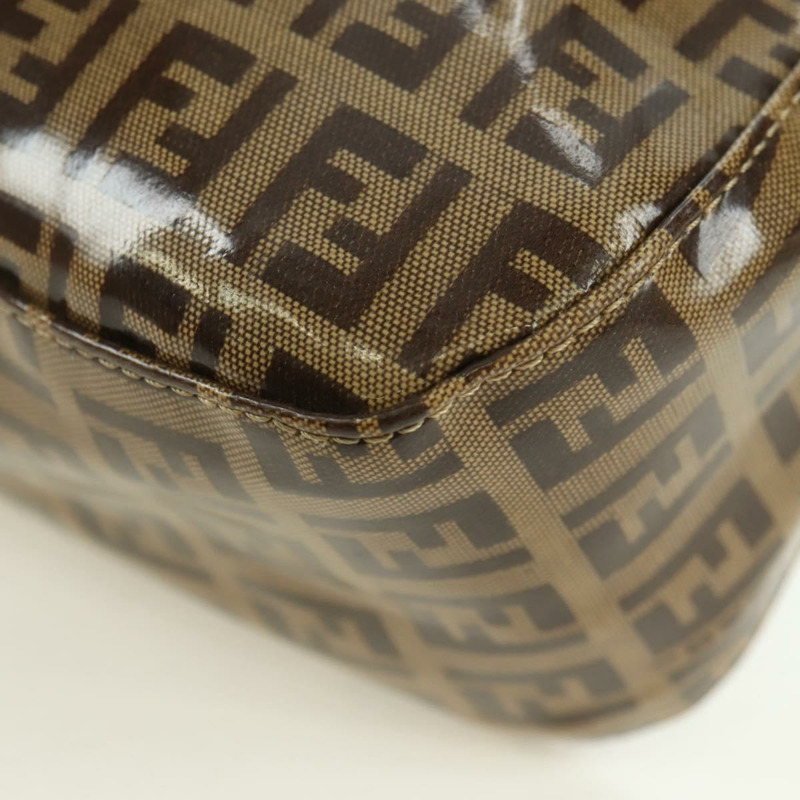 【日本直送】FENDI Zucchino 帆布 Mamma Baguette 包，塗佈帆布，米色金色，正品 175878SAM-17