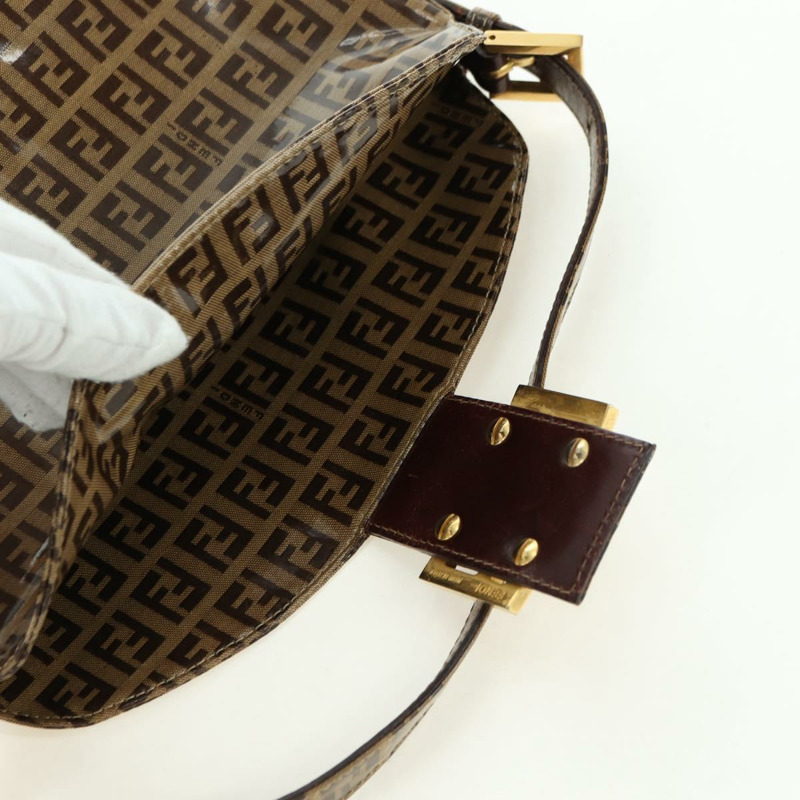 【日本直送】FENDI Zucchino 帆布 Mamma Baguette 包，塗佈帆布，米色金色，正品 175878SAM-19