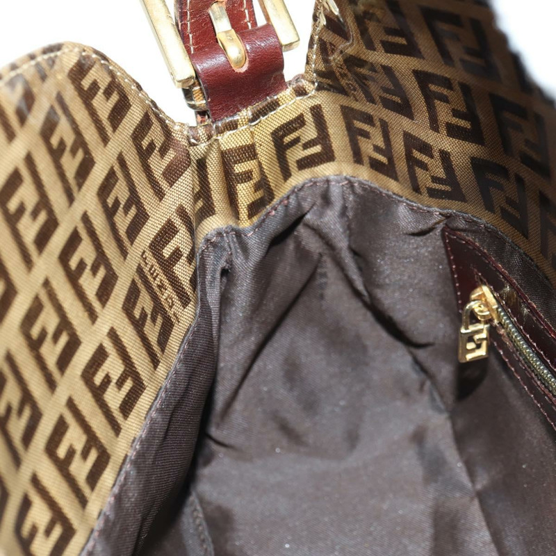 【日本直送】FENDI Zucchino 帆布 Mamma Baguette 包，塗佈帆布，米色金色，正品 175878SAM-22