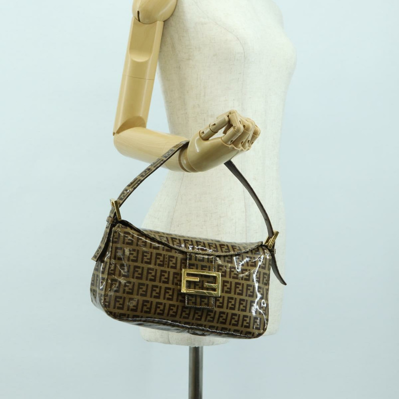 【日本直送】FENDI Zucchino 帆布 Mamma Baguette 包，塗佈帆布，米色金色，正品 175878SAM-25