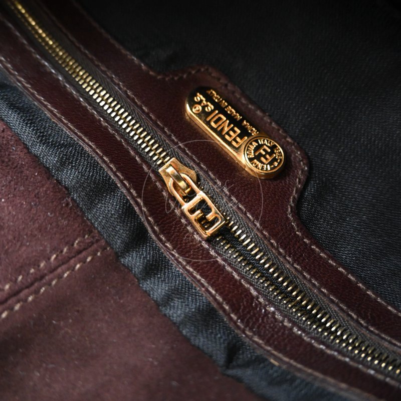 中古 芬迪 Fendi 棕色麂皮 Mamma Suede Mamma Baguette 法棍包  Dark Brown 深棕色手袋-22