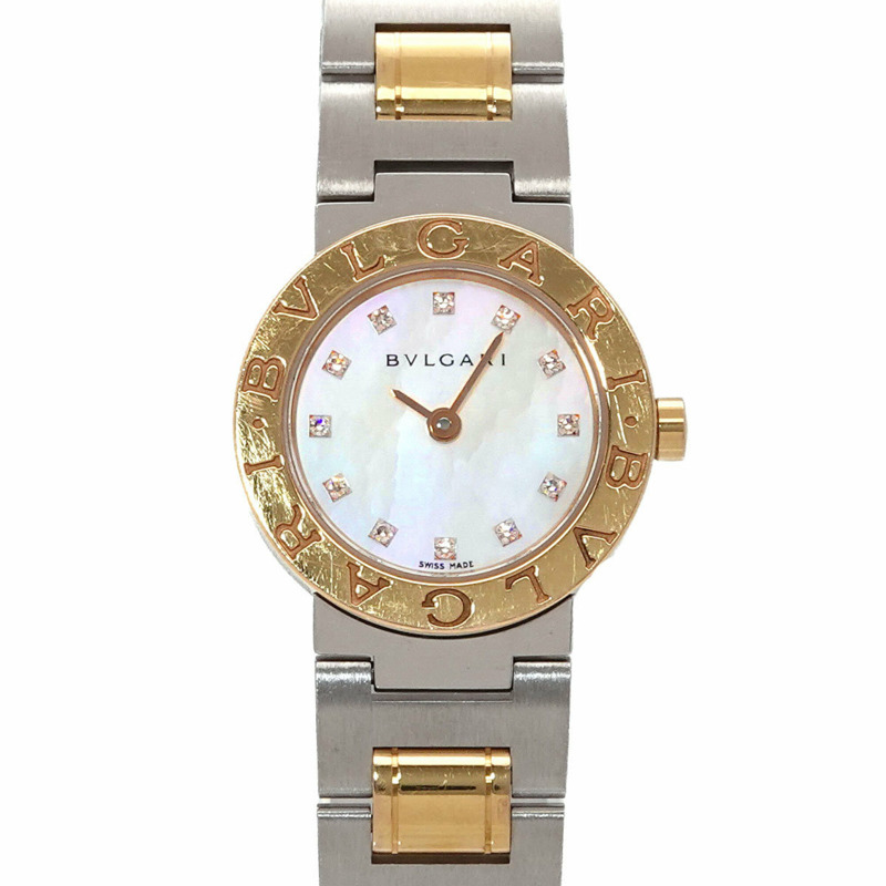 寶格麗 (BVLGARI) 寶格麗組合系列 BBP23SG 女士腕錶 12 鑽 白色錶殼 18K 黃金 石英錶-0