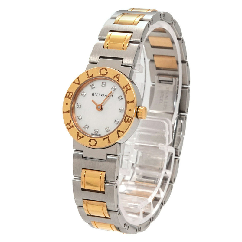 寶格麗 (BVLGARI) 寶格麗組合系列 BBP23SG 女士腕錶 12 鑽 白色錶殼 18K 黃金 石英錶-1