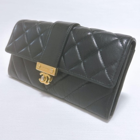 🌷Chanel 鎖釦造型菱格長夾錢包｜經典花紋✦fufu style 精品✦ 氣質款｜皮夾.錢包