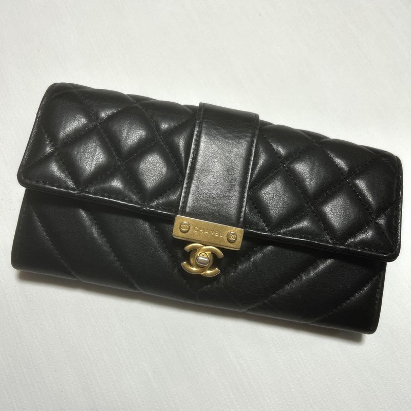 🌷Chanel 鎖釦造型菱格長夾錢包｜經典花紋✦fufu style 精品✦ 氣質款｜皮夾.錢包-3