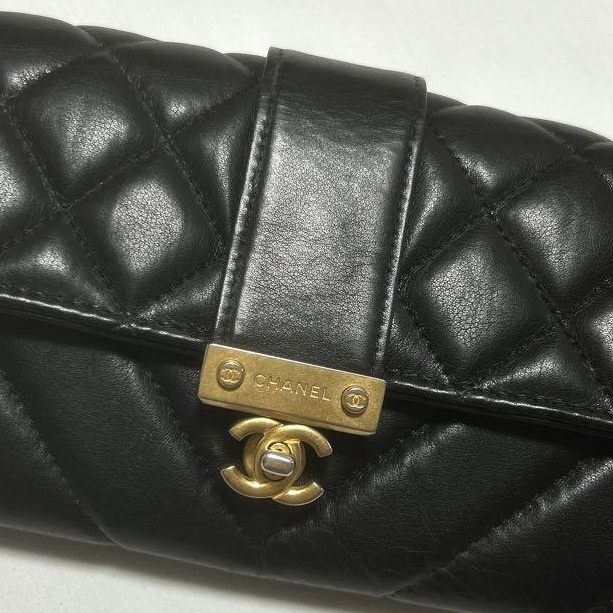 🌷Chanel 鎖釦造型菱格長夾錢包｜經典花紋✦fufu style 精品✦ 氣質款｜皮夾.錢包-6