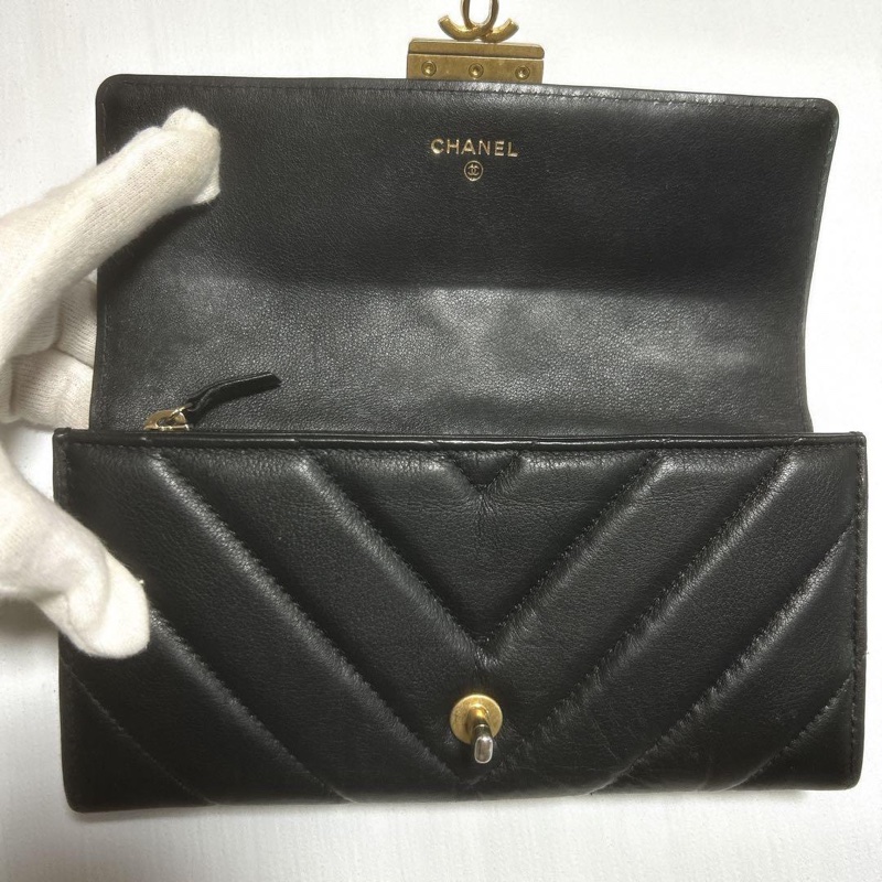 🌷Chanel 鎖釦造型菱格長夾錢包｜經典花紋✦fufu style 精品✦ 氣質款｜皮夾.錢包-25