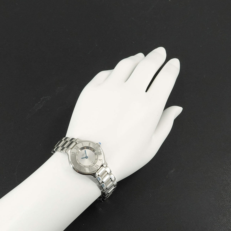 卡地亞 Must 21 Vingt-et-un W10109T2 女士腕錶 銀色石英 Must21-2