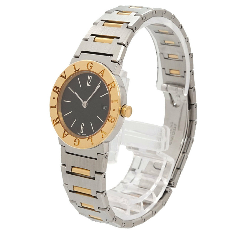 寶格麗 BB26SGD 女士腕錶，日期顯示，黑色 YG 黃金石英錶-2