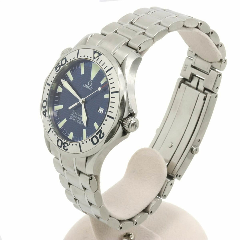 歐米茄海馬300專業潛水錶 2265 80 男士腕錶，日期顯示，海軍藍，石英錶-2