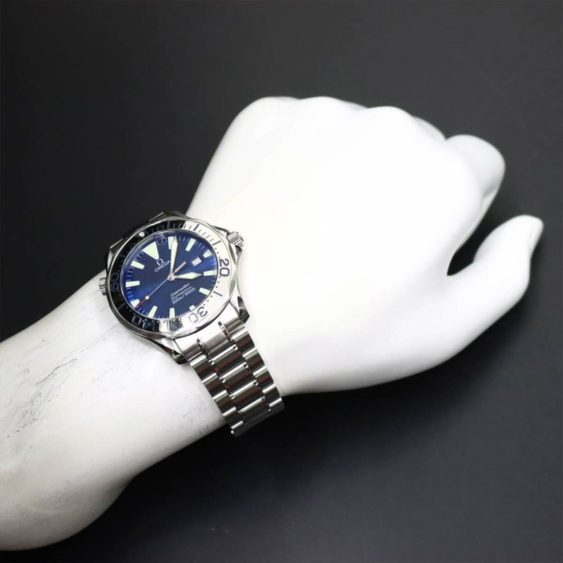 歐米茄海馬300專業潛水錶 2265 80 男士腕錶，日期顯示，海軍藍，石英錶-3