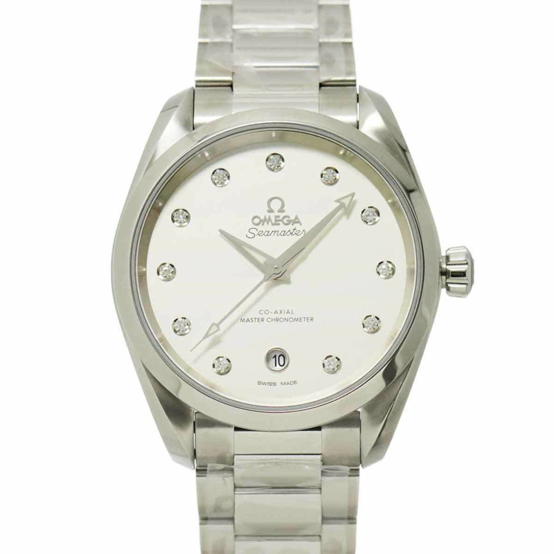 歐米茄海馬系列同軸Aqua Terra 220 10 38 20 52 001 11P 鑲鑽男錶，銀色，自動上鍊，附日期顯示。-0