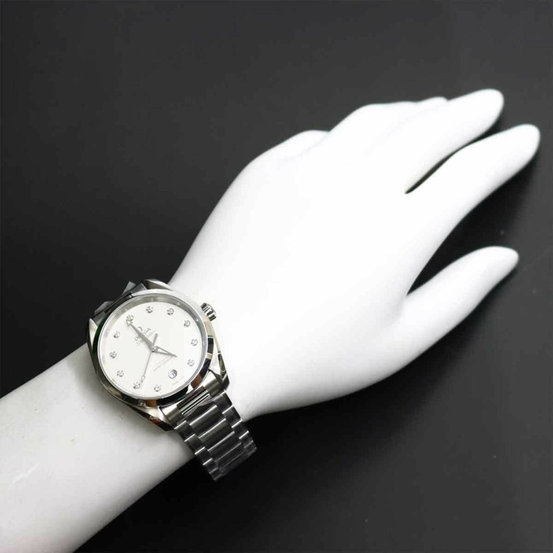 歐米茄海馬系列同軸Aqua Terra 220 10 38 20 52 001 11P 鑲鑽男錶，銀色，自動上鍊，附日期顯示。-3