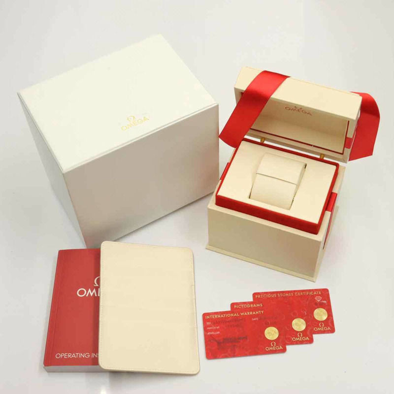 歐米茄星座系列拋光雙色123 20 24 60 55 001女士腕錶，12顆鑽石，白色珍珠貝母錶殼，18K鍍金石英機芯-1