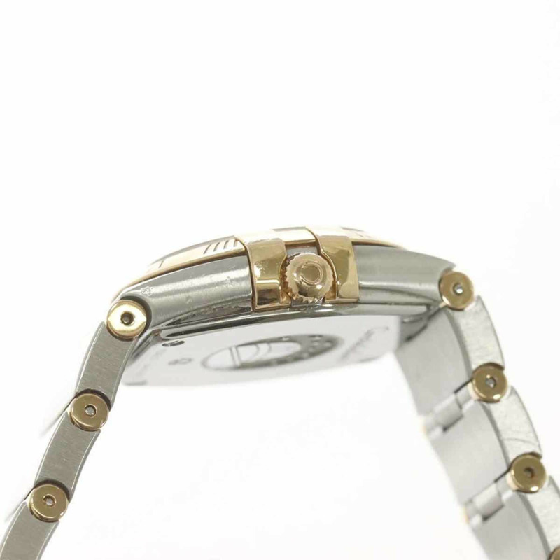 歐米茄星座系列拋光雙色123 20 24 60 55 001女士腕錶，12顆鑽石，白色珍珠貝母錶殼，18K鍍金石英機芯-5