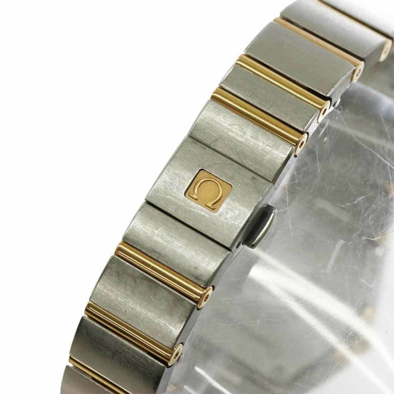 歐米茄星座系列拋光雙色123 20 24 60 55 001女士腕錶，12顆鑽石，白色珍珠貝母錶殼，18K鍍金石英機芯-6