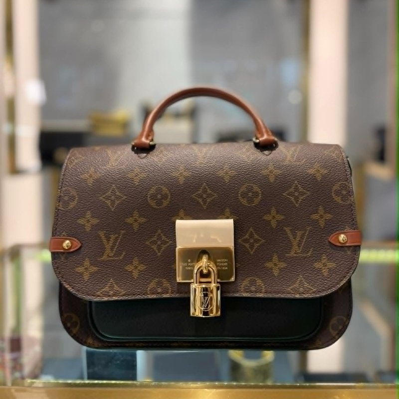 LV 原花紋拼接皮革兩用包-0