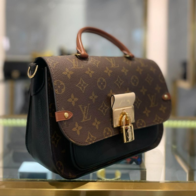 LV 原花紋拼接皮革兩用包-1