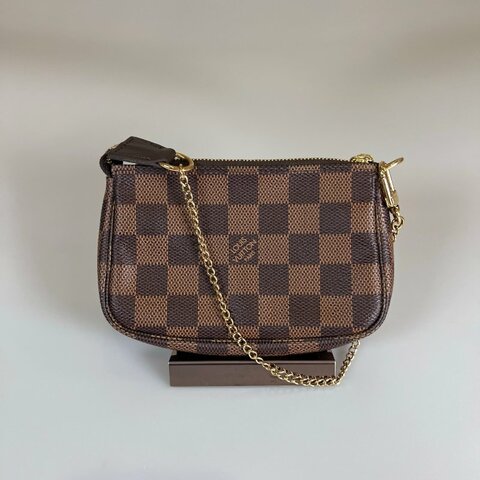 LV N58009 棕棋盤格麻將包 MINI