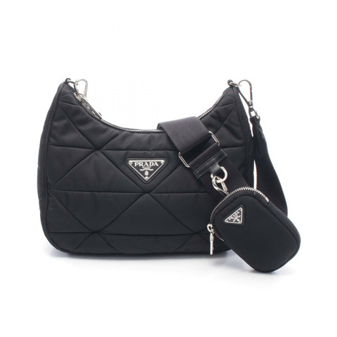 PRADA TESSUTO QUILTING 單肩包 1BC151 尼龍黑 二手 女士