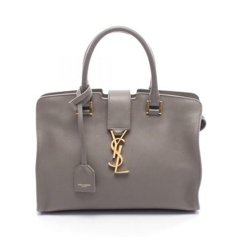 聖羅蘭 (SAINT LAURENT PARIS) YSL 系列 Baby Cabas 手提包 472466 皮革 灰色 二手 女士