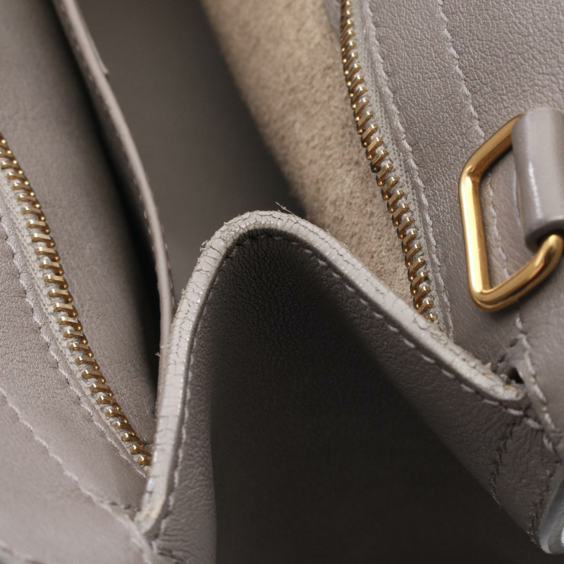 聖羅蘭 (SAINT LAURENT PARIS) YSL 系列 Baby Cabas 手提包 472466 皮革 灰色 二手 女士-4
