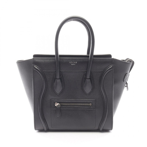 CELINE Luggage 微型購物手提包 167793 黑色皮革 二手 女士