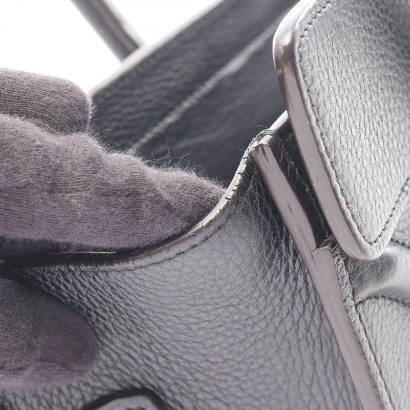 CELINE Luggage 微型購物手提包 167793 黑色皮革 二手 女士-11