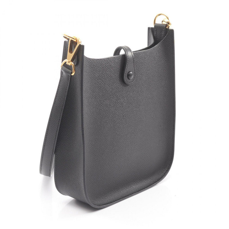 愛馬仕 Evelyne Sellier 16 肩挎包，Epsom 皮革，黑色，金色五金，二手-1