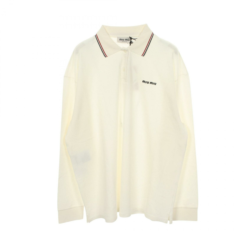 Miu Miu 棉質珠地長袖刺繡Logo Polo衫，棉質，二手，M碼-0