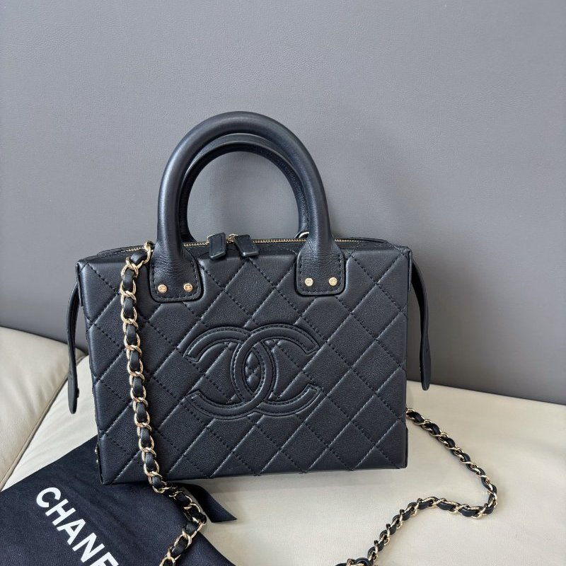 近新品 香奈兒/Chanel 黑金化粧盒子包 芯片款-0