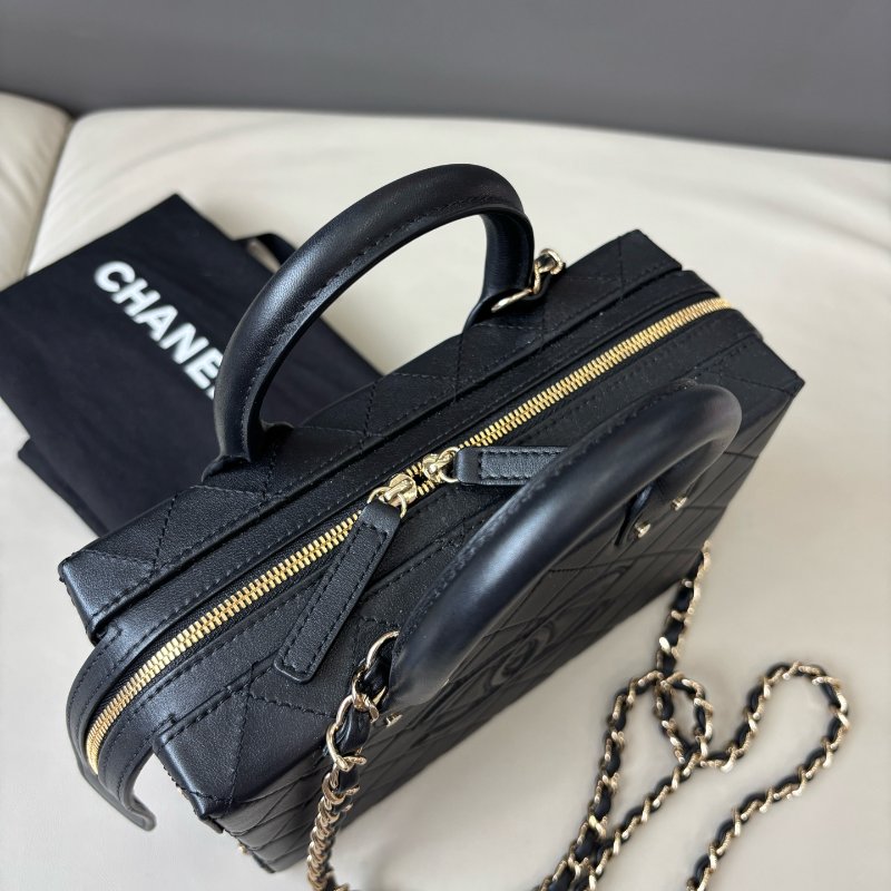 近新品 香奈兒/Chanel 黑金化粧盒子包 芯片款-4