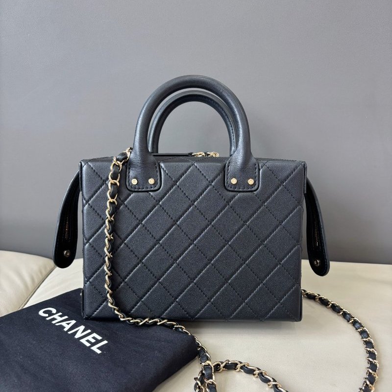 近新品 香奈兒/Chanel 黑金化粧盒子包 芯片款-7