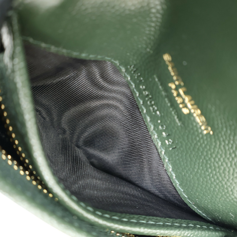 綠色 牛皮 扣式卡片零錢包【SAINT LAURENT YSL 聖羅蘭 】 651027-4