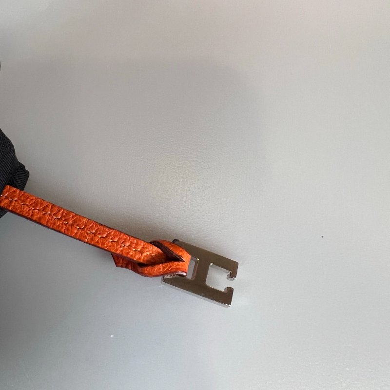 HERMES □O刻 橘鴕鳥皮卡夾-5