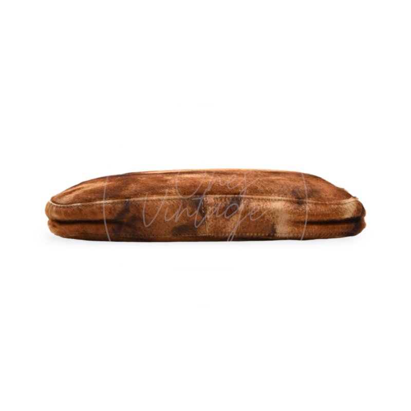 中古 芬迪 Fendi 棕色小馬毛 Brown Pony Hair  棕黑色肩背包-3