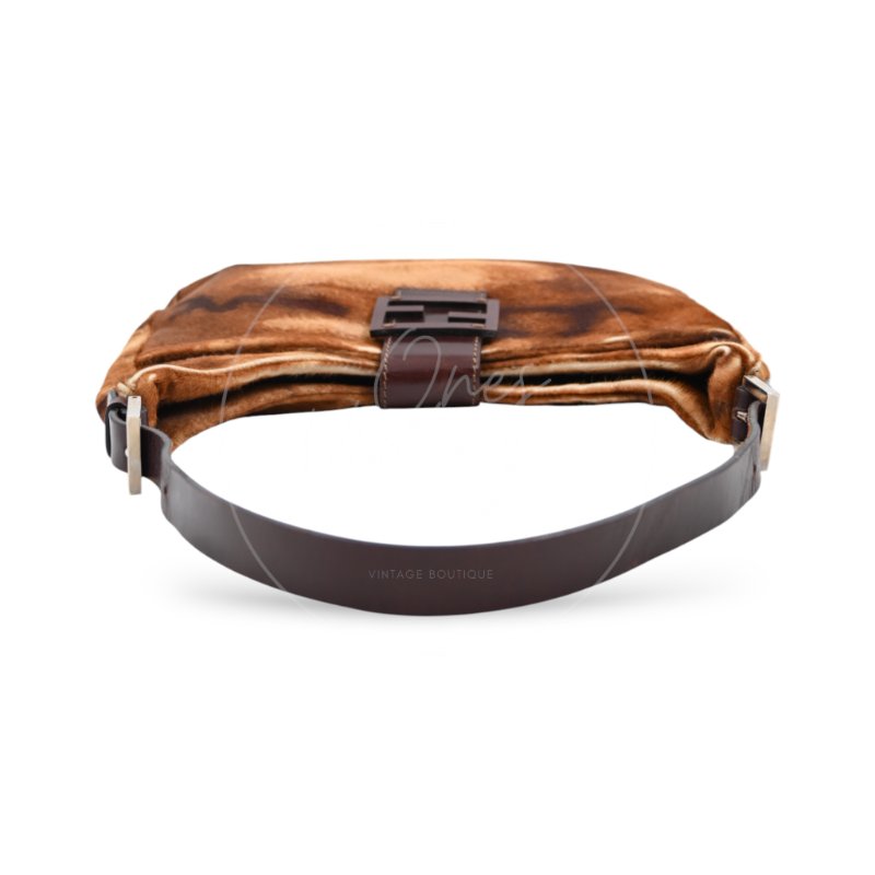 中古 芬迪 Fendi 棕色小馬毛 Brown Pony Hair  棕黑色肩背包-4