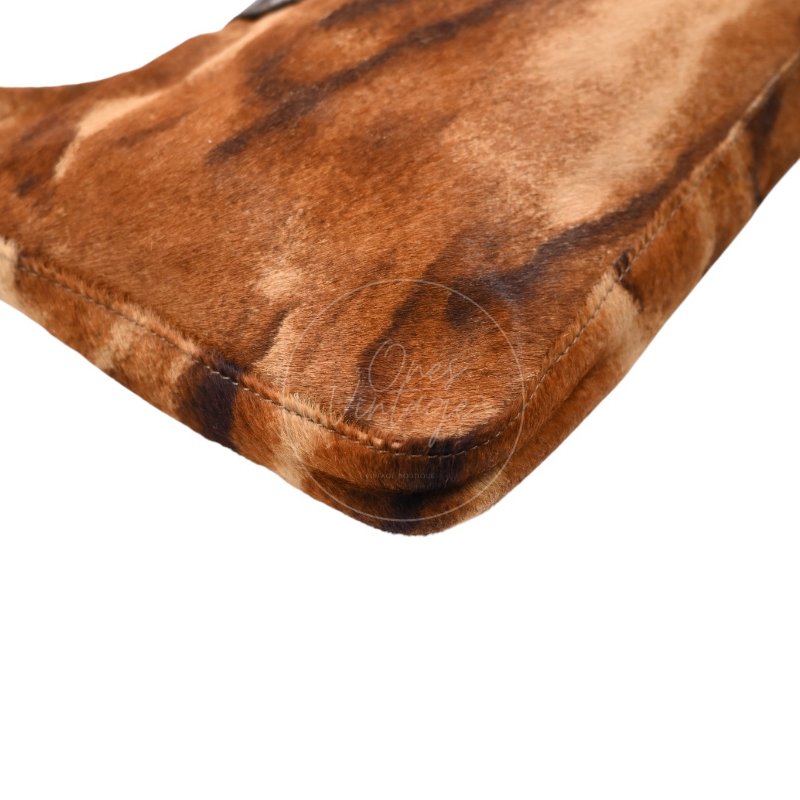 中古 芬迪 Fendi 棕色小馬毛 Brown Pony Hair  棕黑色肩背包-12