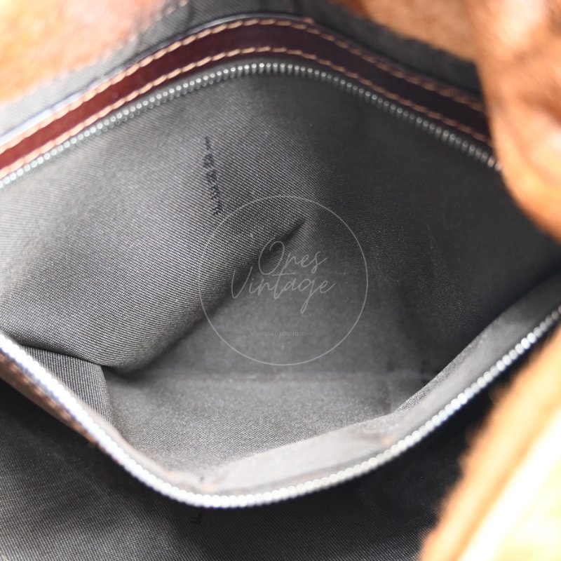中古 芬迪 Fendi 棕色小馬毛 Brown Pony Hair  棕黑色肩背包-20