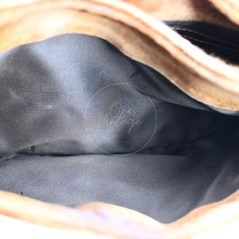 中古 芬迪 Fendi 棕色小馬毛 Brown Pony Hair  棕黑色肩背包-23