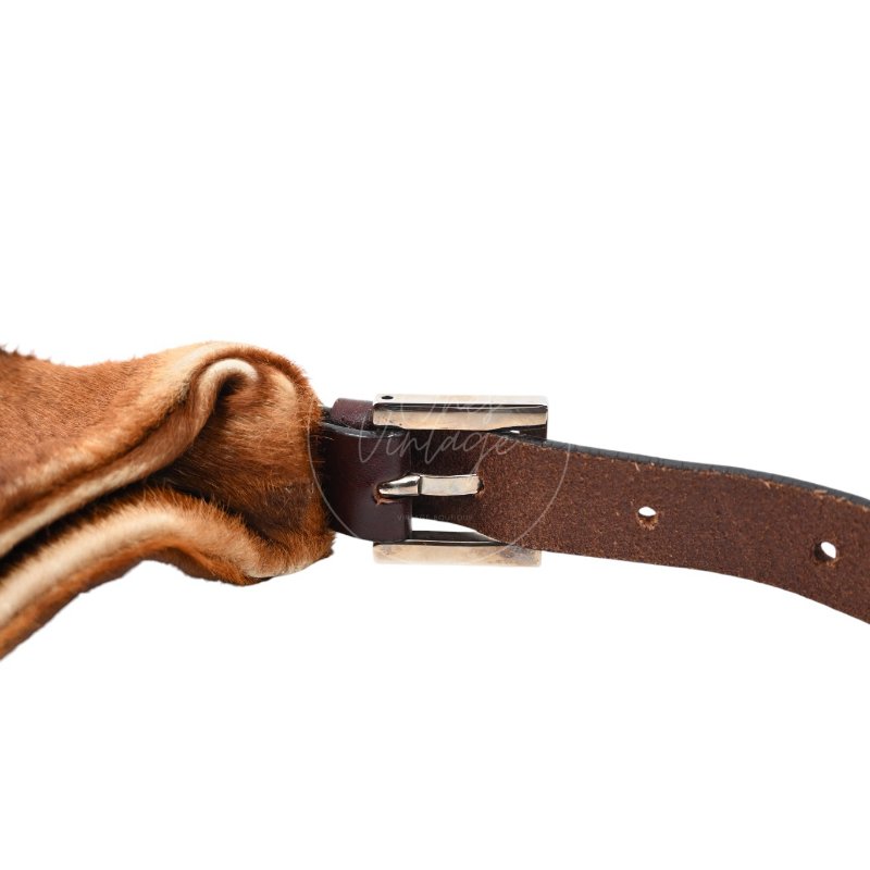 中古 芬迪 Fendi 棕色小馬毛 Brown Pony Hair  棕黑色肩背包-29