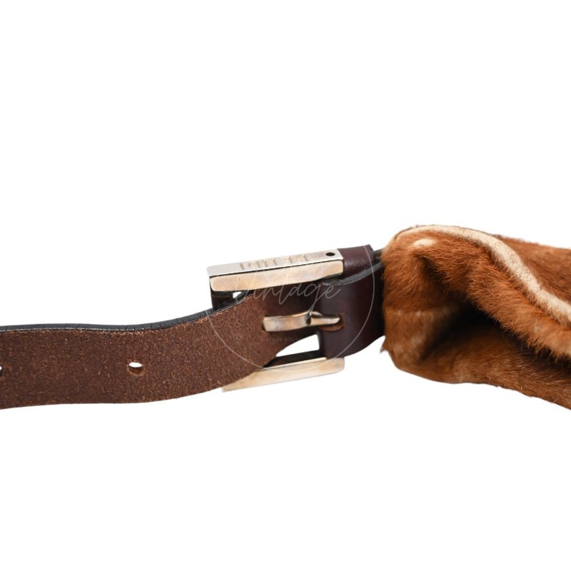 中古 芬迪 Fendi 棕色小馬毛 Brown Pony Hair  棕黑色肩背包-36