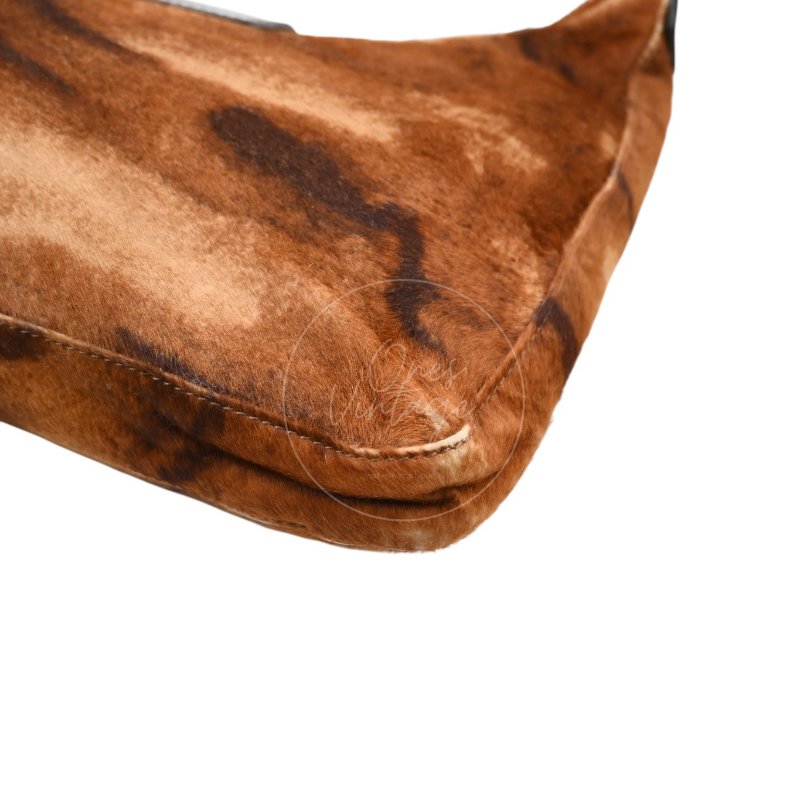 中古 芬迪 Fendi 棕色小馬毛 Brown Pony Hair  棕黑色肩背包-45