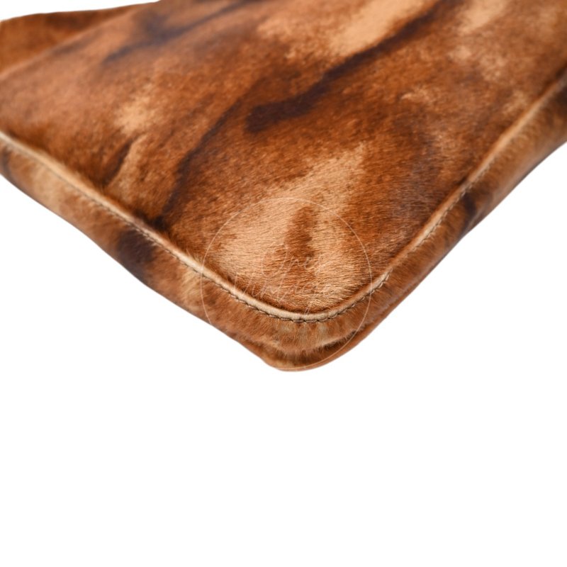 中古 芬迪 Fendi 棕色小馬毛 Brown Pony Hair  棕黑色肩背包-47