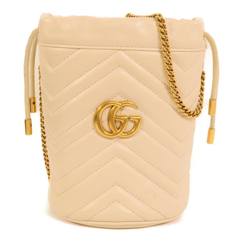 GUCCI 牛皮皮革GG Marmont Bucket鏈帶肩背袋