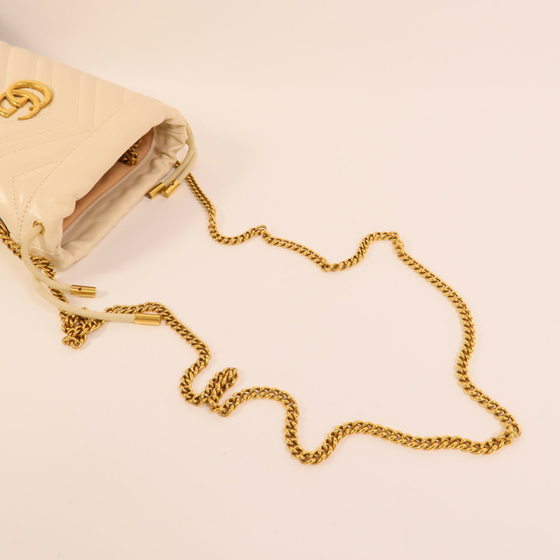 GUCCI 牛皮皮革GG Marmont Bucket鏈帶肩背袋-5