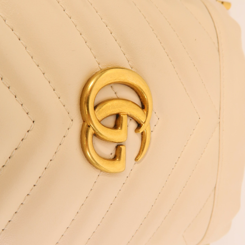 GUCCI 牛皮皮革GG Marmont Bucket鏈帶肩背袋-6